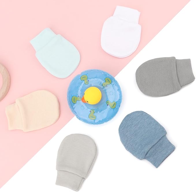 BQUBO 6 Pairs Newborn Baby Boys Girls Mittens 0-6 Months Unisex-Baby Infant Mittens Elastic No Scratch Wrist Gloves-BubblyBeeBaby