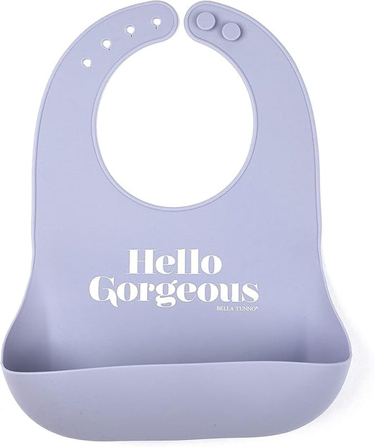 Baby Bib for Eating by Bella Tunno, Waterproof Silicone Bib with Large Food Catcher, Adjustable Fit for Babies 4-12 months & Toddlers 1-3 Years, Boys & Girls, Hello Gorgeous-BubblyBeeBaby