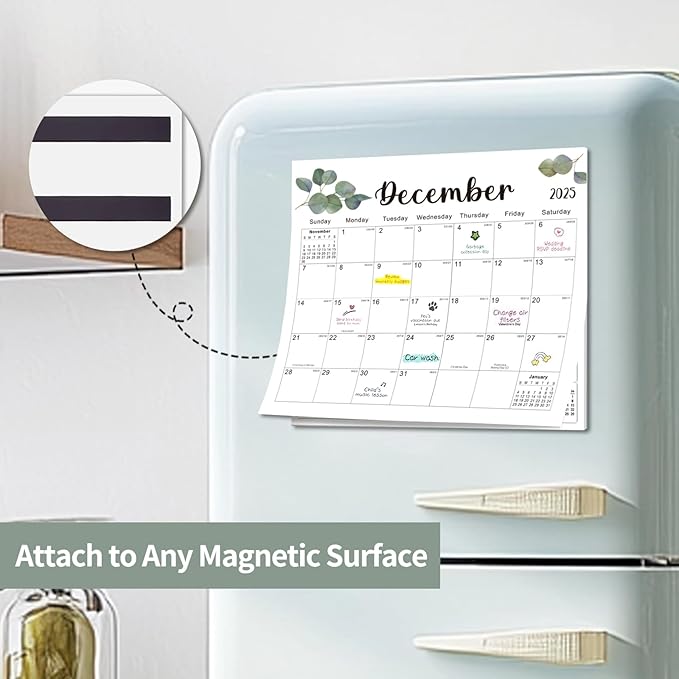2025-2026 Magnetic Fridge Calendar 18 Monthly Magnetic Calendar for Refrigerator 2025-2026 Wall Calendar Planner Runs from June 2025 Until November 2026 Easy Organizing Markers Tearable (Nature)-BubblyBeeBaby