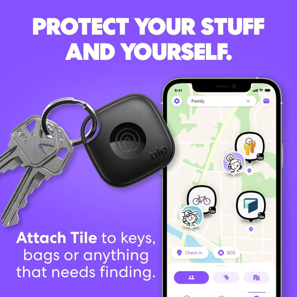 Tile by Life360 Mate - Bluetooth Tracker, Keys Finder and Item Locator for Keys, Bags and More. Phone Finder. Both iOS and Android Compatible. 1-Pack (White)