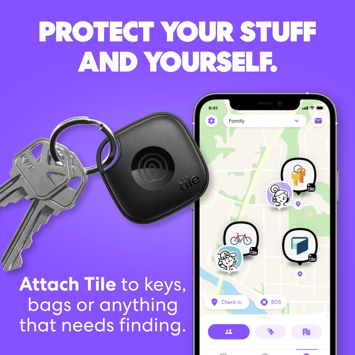 Tile by Life360 Mate - Bluetooth Tracker, Keys Finder and Item Locator for Keys, Bags and More. Phone Finder. Both iOS and Android Compatible. 1-Pack (Green Surf)