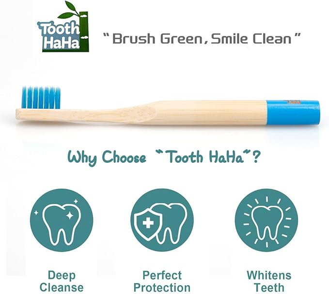 Kids Bamboo Toothbrushes, BPA-Free Soft Bristles, Eco-Friendly Natural Wooden Toddler Toothbrush, 6-Pack Travel Toothbrushes Set for Children-BubblyBeeBaby