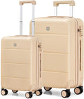 Hanke Hard Shell Luggage Sets 2 piece Large Suitcase Tsa Luggage Hard Shell Suitcases Checked Luggage With Spinner Wheels 20/26 inch(Cuba Sand)