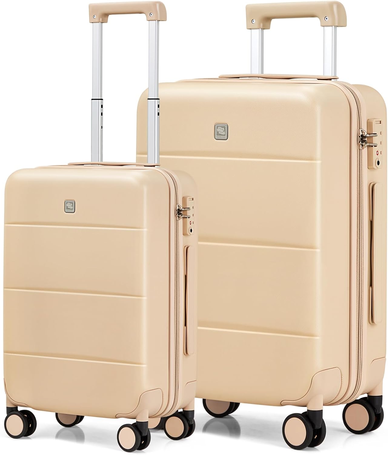Hanke Hard Shell Luggage Sets 2 piece Large Suitcase Tsa Luggage Hard Shell Suitcases Checked Luggage With Spinner Wheels 20/26 inch(Cuba Sand)