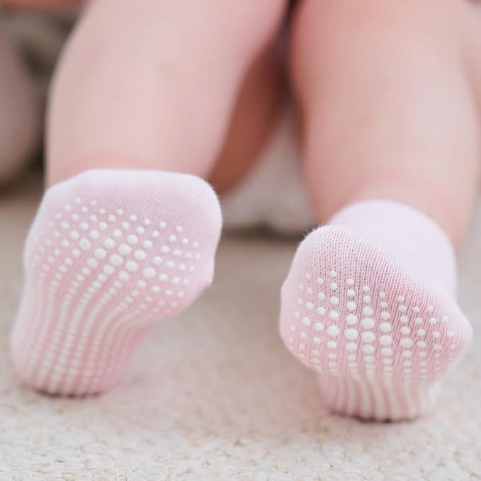 Zaples Baby Non Slip Grip Ankle Socks with Non Skid Soles for Infants Toddlers Kids Boys Girls-BubblyBeeBaby