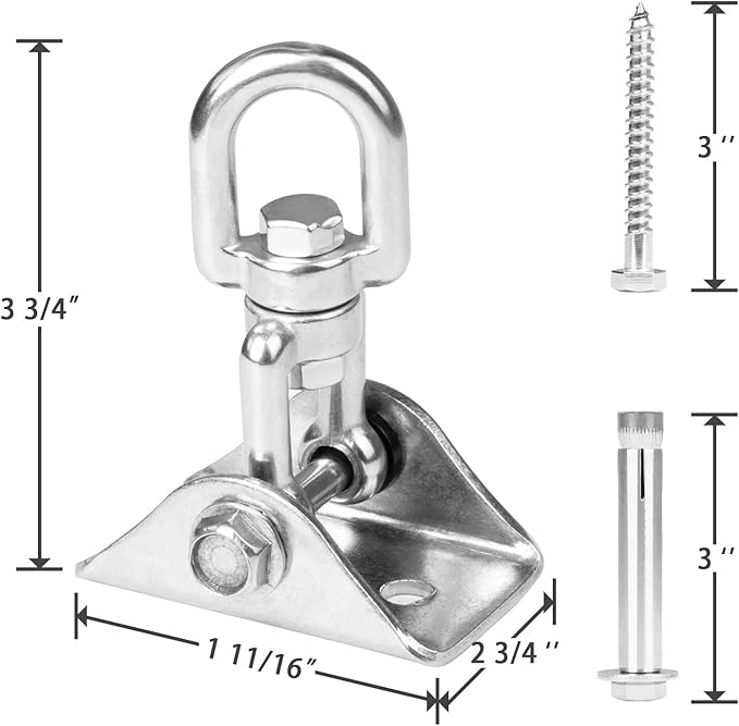 Heavy Duty Swing Hangers for Wooden Sets 2000 LB Capacity Hammock Hanger 360 Swivel Stainless Steel Swing Hardware Accessories 2 Packs for Porch Playground Yoga Heavy Bag-BubblyBeeBaby