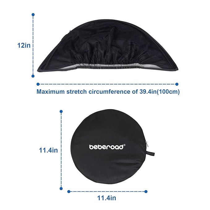 Beberoad Love 2-in-1 Car Seat Canopy - Universal Baby Car Seat Cover with Sunshade & Mesh Protection, 2-Way Zipper for Easy Access (Black)-BubblyBeeBaby