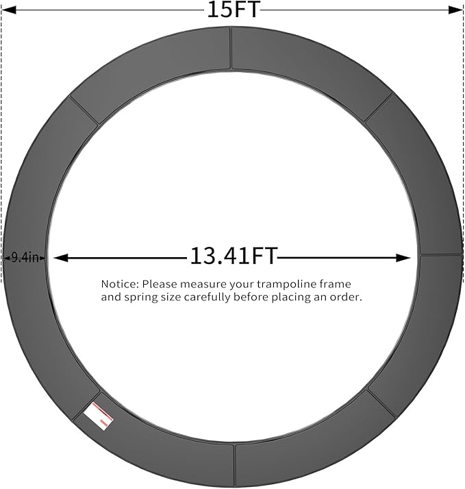 16FT/15FT/14FT/12FT/10FT Trampoline Safety Pad Replacement, Round Trampoline Spring Protection Cover, Fits 16FT/15FT/14FT/12FT/10FT Frames, Water-Resistant Trampoline Accessories-BubblyBeeBaby