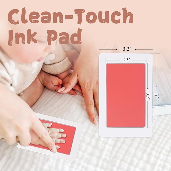 Inkless Baby Hand and Footprint Kit,Clean-Touch Ink Pad Kit,Safe No Mess Printing Infant Hand Foot Stamp,4 Pack Newborn Inkless Print Pads Best Keepsake or Gifts for Family-BubblyBeeBaby