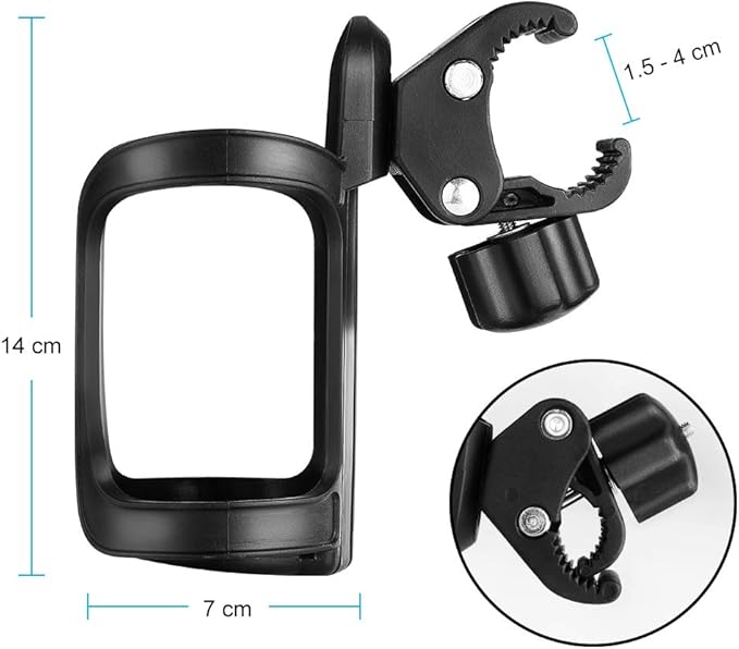 Accmor Stroller Cup Holder, Universal Cup Holder for Uppababy, Nuna, Doona Strollers, 360 ° Rotatable Bottle Holder for Stroller, Bike, Wheelchair, Walker, Scooter-BubblyBeeBaby
