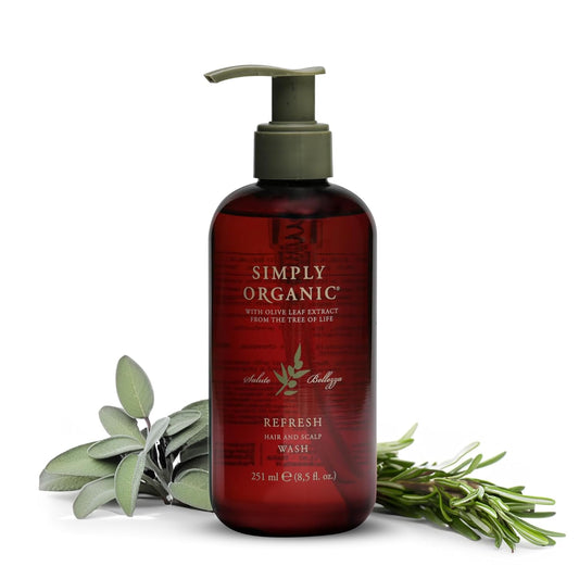SIMPLY ORGANIC Hair Detox Clarifying Shampoo Scalp Wash, Made in Italy, All Natural Cruelty Free Hair Care for Women & Men with Rosemary, Sage & Olive Leaf Extract, 8.5 fl oz/251ml, Refresh
