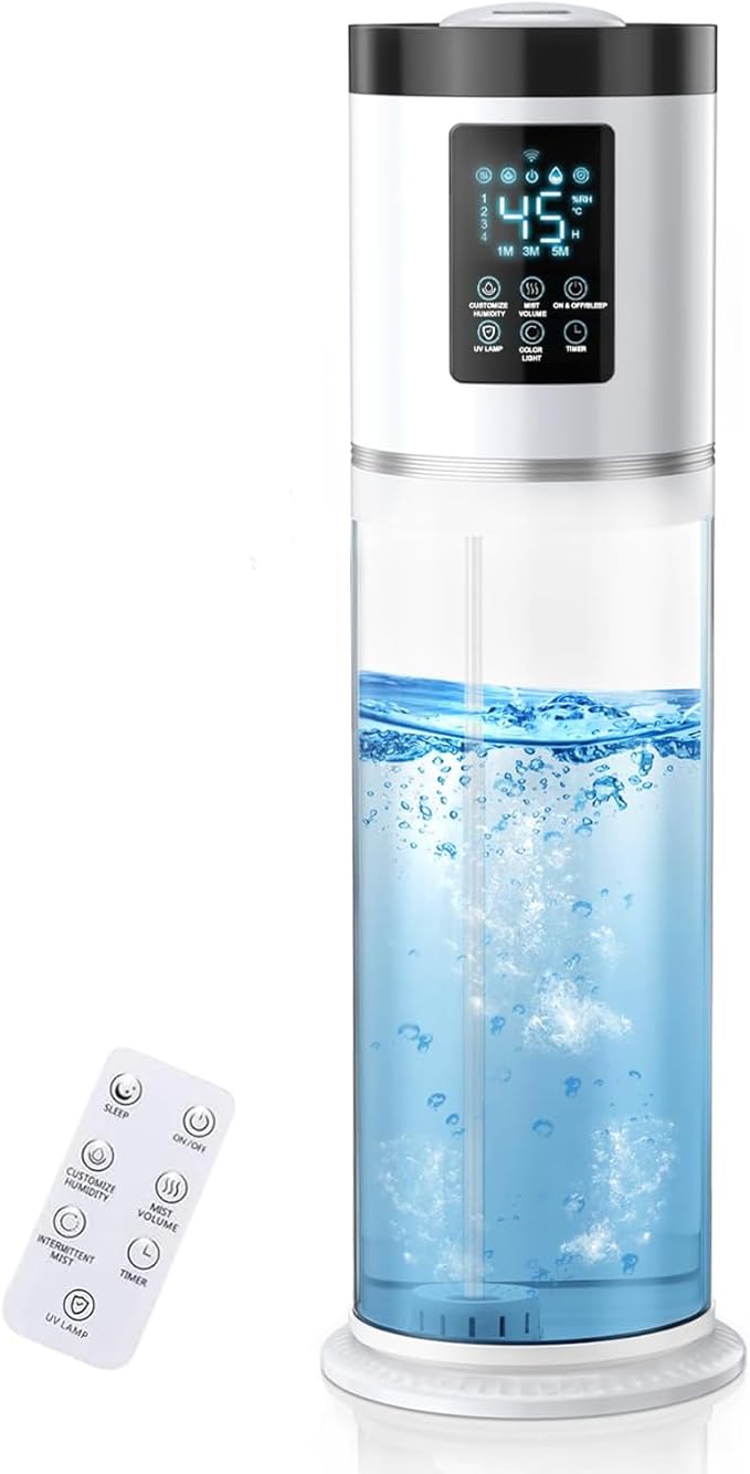 2.1 Gal Humidifiers for Bedroom Large Room, 4 Levels Cool Mist Humidifier with Clear Tank, 7 Color Lights Essential Oil Diffuser with 16H Timer, Top Fill Air Humidifier for Home Plants Office-BubblyBeeBaby