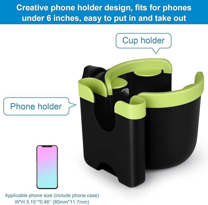 Accmor Stroller Cup Holder with Phone Holder, Bike Cup Holder, Universal Cup Holder for Uppababy Nuna Doona Strollers, 2-in-1 Cup Phone Holder for Stroller, Bike, Wheelchair, Walker, Scooter-BubblyBeeBaby
