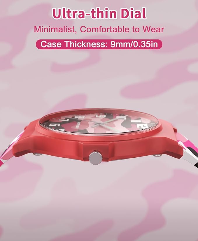 Kids Analog Watch Boys Girls, 30M Waterproof, Sports Watch for Boys, Easy to Read Children's Thin Dial Wrist Watches with Soft Band, for Ages 5-15 Kids Great Birthday Gifts Christmas Day-BubblyBeeBaby