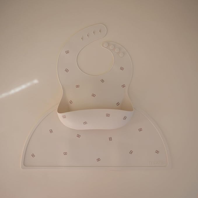 mushie Silicone Baby Bib | Adjustable Fit Waterproof Bibs (Pretzel)-BubblyBeeBaby