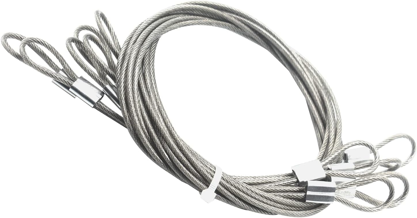 6 pcs 39 inch(100cm) 3mm Thickness Stainless Steel Wire Cable with Loops Vinyl Cover Coated Short Rope Lanyard Lock Safety Tether Chains,Clear