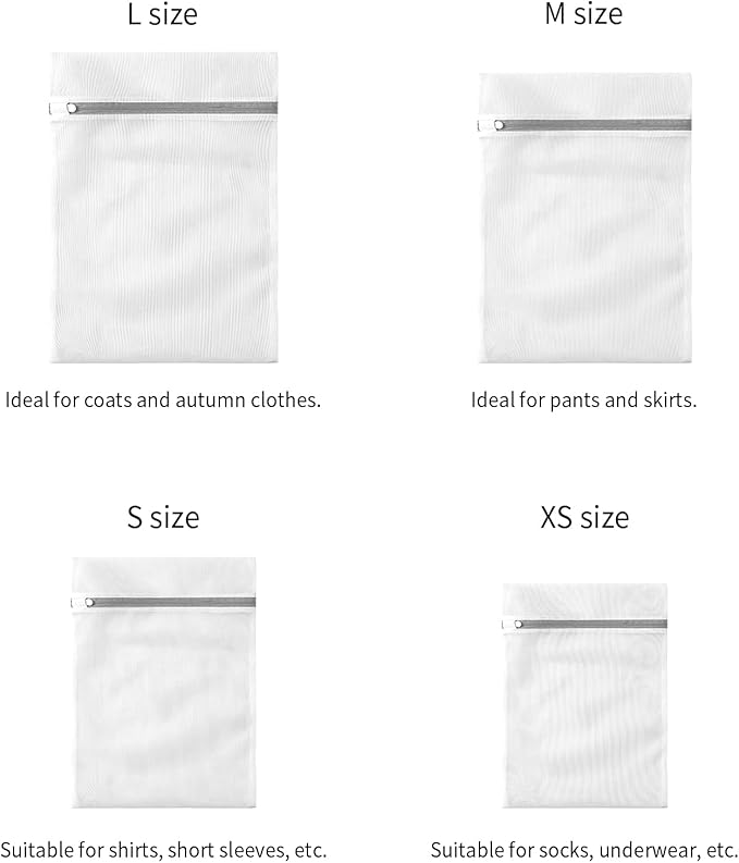 10 Pack Mesh Laundry Bags for Delicates with Non Rust Zipper- MDSXO White Laundry Bags Mesh Wash Bags, Easy Fit Bra, Sock,Lingerie,Sneaker,Baby Laundry for Washing Machine Travel Storage[1XL/3L/3M/3S]-BubblyBeeBaby