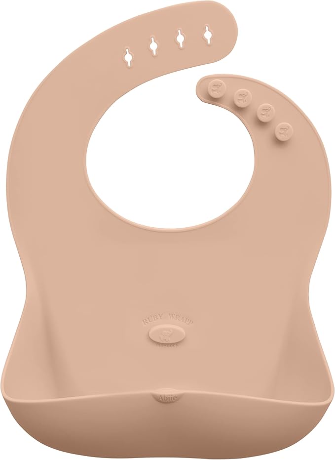 Abiie Ruby Wrapp Silicone Bibs for Babies with Front Pocket - Waterproof Bib - Stain Resistant - Silicone Toddler Bibs-BubblyBeeBaby