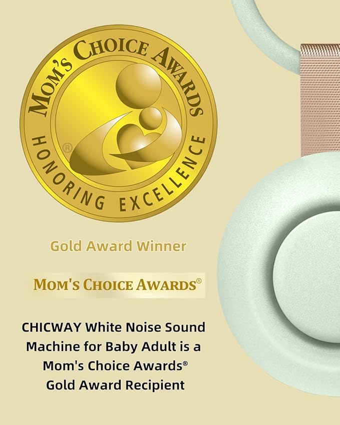 2025 Mom's Choice Awards, Portable Sound Machine for Baby Adult, AI Cry Detection, 18 Soothing Sound, Bluetooth Rechargeable White Noise Machine for Home Office Travel, Nursery Light, Green-BubblyBeeBaby