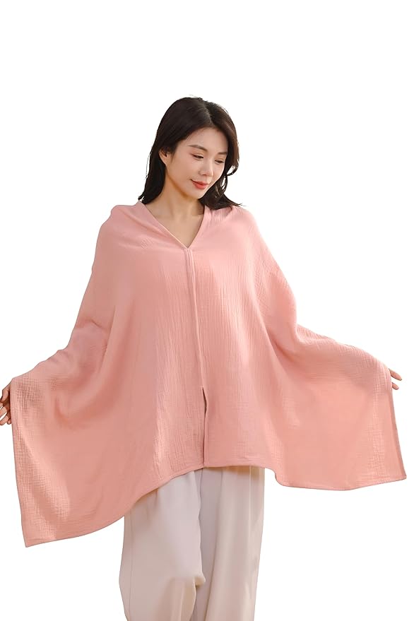 2-Pack Nursing Covers for Breastfeeding, 100% Organic Cotton Muslin Breastfeeding Cover, Multi-Use Nursing Scarf, Car Seat Canopy, Stroller Cover, Soft Breathable Baby Blanket Pink-BubblyBeeBaby
