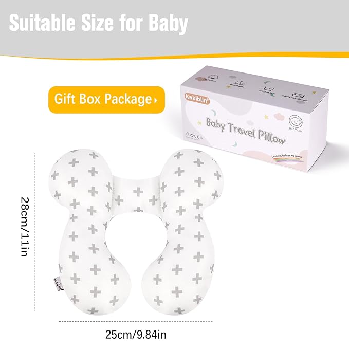 KAKIBLIN Baby Travel Pillow, Baby Neck Pillows for Car Seat, Upgraded Babies Head Pillow, Head and Neck Support Pillow for Car Seat, Pushchair, Travel(Twig)-BubblyBeeBaby