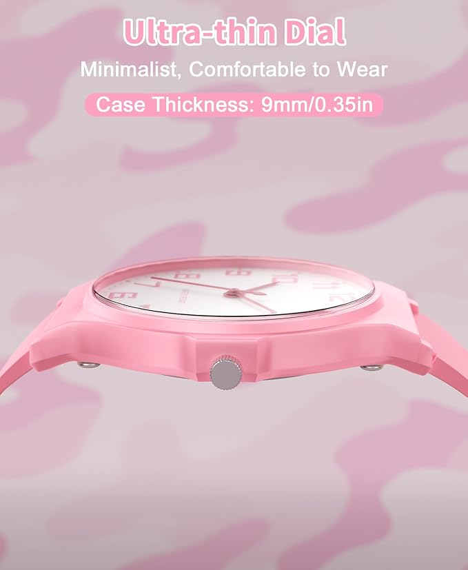 Kids Analog Watch Boys Girls, 30M Waterproof, Sports Watch for Boys, Easy to Read Children's Thin Dial Wrist Watches with Soft Band, for Ages 5-15 Kids Great Birthday Gifts Christmas Day-BubblyBeeBaby