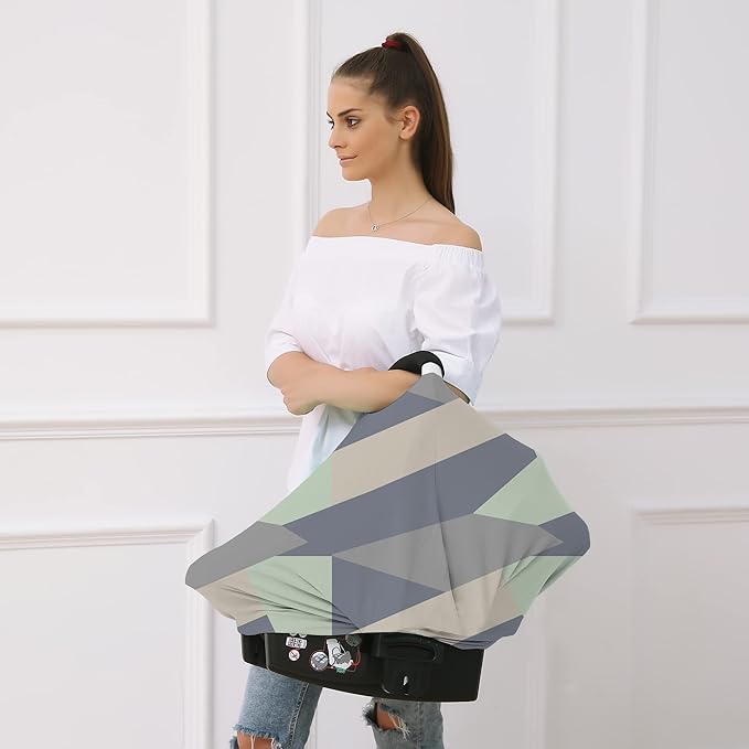 Carseat Cover for Boy and Girls - Multi-use Nursing Canopy for Breastfeeding, Stroller and High Chair Cover (Baby Green)-BubblyBeeBaby