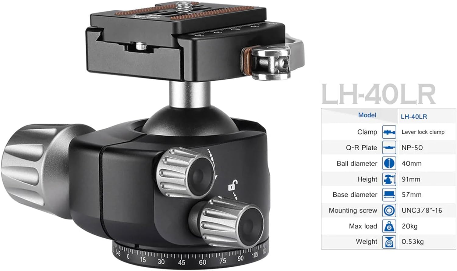 Leofoto Professional Camera Tripod, 63.4" Compact Carbon Fiber Tripod for DSLR Video Camcorder, 3 Leg Sections, 360° Ball Head, Max Load 20KG/44Lb (LS-323CX+LH-40LR)