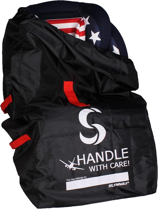 Car Seat Travel Bag for Airplane - Fits Convertible Car Seats, Infant carriers & Booster Seats, Black Upgrade-BubblyBeeBaby