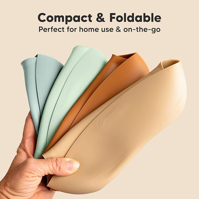 KeaBabies 2-Pack Silicone Baby Bibs for Eating - Sturdy Food-Grade Silicone Bibs for Babies Girl, Boy, Large Food Catcher, Clean & Put On Easily, Waterproof Toddler Feeding Essentials(Pastel Sky)-BubblyBeeBaby