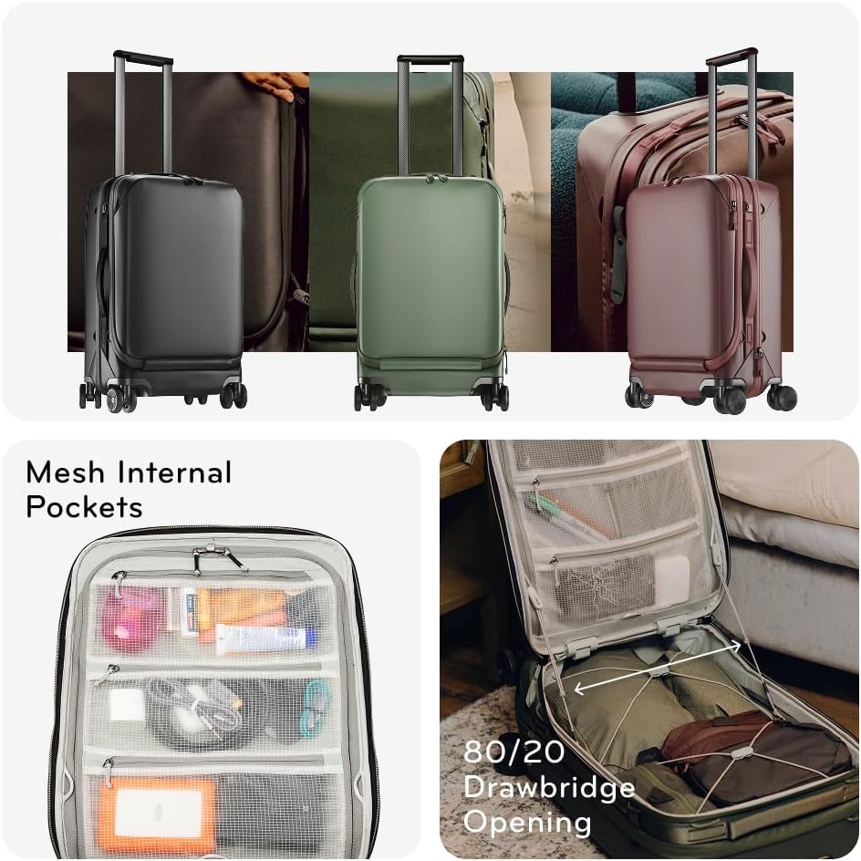 Peak Design Roller Pro Carry-On, Eclipse, Expandable Small Suitcase with Wheels, Carbon Fiber Handle, Drawbridge Opening, Hybrid Soft/Hard Shell, Custom Hardware, Fits XL Camera Cube or Packing Cubes