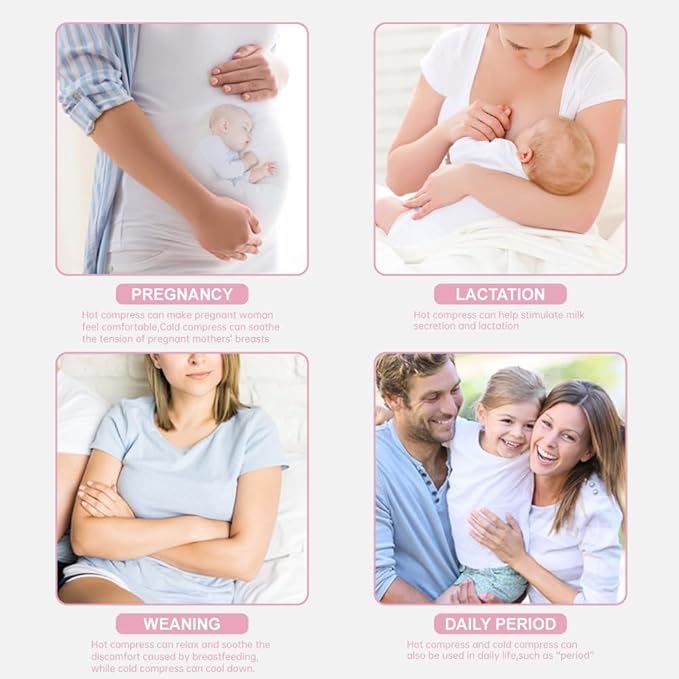 Hot/Cold Breast Gel Bead Ice Packs Breast Cooling/Heat Pads Relief for Breastfeeding, Nursing Pain, Mastitis, Engorgement, Swelling, Plugged Ducts | Boost Milk Let-Down & Production,2 Pack (Pink)-BubblyBeeBaby