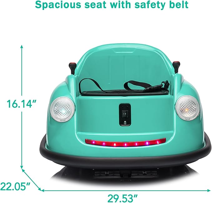 12V Bumper Car for Toddlers, Electric Toy Ride on Battery Car with Kids W/Parent Remote Control, 2-Speed, 360 Degree Spin, Music & LED Lights for Kids, Green-BubblyBeeBaby