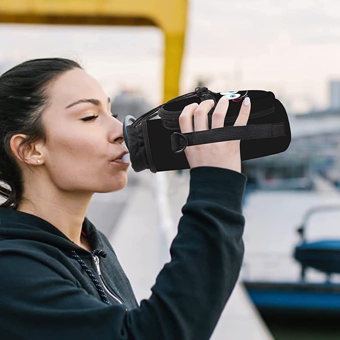 25/32/40/64oz Water Bottle Bag Holder Carrier-Insulated Crossbody Sling Case Sleeve with Strap & Pockets for Men Women Gym Cycling Travel Walking Hiking Camping-BubblyBeeBaby