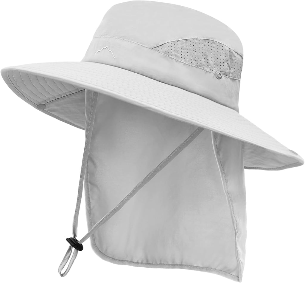 ZOORON Sun Hat for Men Women Fishing Hat with Neck Flap Wide Brim Bucket Hat UV Protection for Beach Camping Hiking