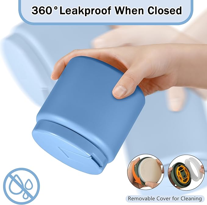 26oz Kids for Hot Food, Insulated Vacuum Food Jar with Buckle Lid, Stainless Steel Wide Mouth Leak Proof Insulated Lunch Container for School Picnic Travel, Sky Blue-BubblyBeeBaby