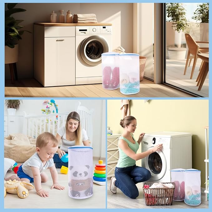 2 Pack Shoes Wash Bags,Shoe Washing Machine Bag,shoe laundry bag for washing machine，Honeycomb Mesh Laundry Bags with Zipper for Sneakers,Running Shoes,Sock,Bras,Delicates and Toys（14 in x 7.8 in）-BubblyBeeBaby