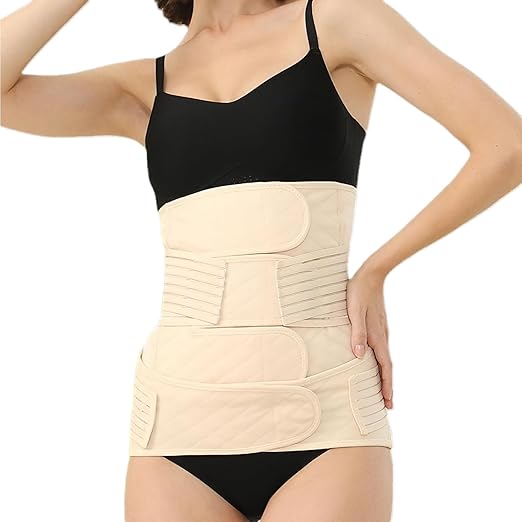 2 in 1 Postpartum Belly Band Wrap Beige, C-Section Support Belt Large, Post Partum Support Recovery Waist/Pelvis Belt, Hysterectomy Belly Band Binder Girdle Stomach-BubblyBeeBaby