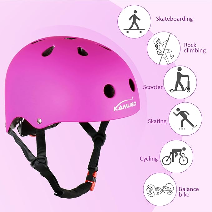 KAMUGO Kids Adjustable Helmet, with Sports Protective Gear Set Knee Elbow Wrist Pads for Toddler Age 2-8 Boys Girls, Bike Skateboard Hoverboard Scooter Rollerblading Helmet Set-BubblyBeeBaby