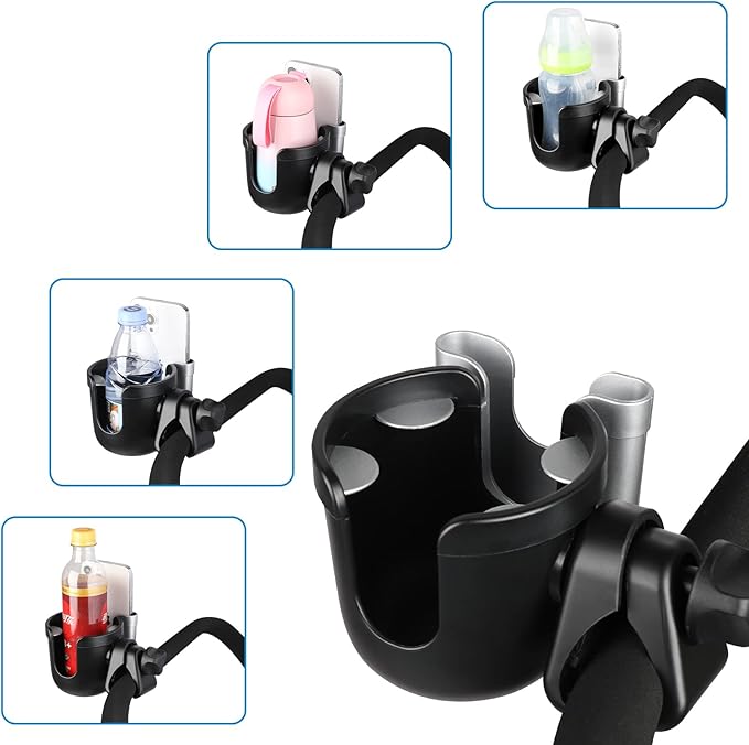 Accmor Stroller Cup Holder with Phone Holder, Bike Cup Holder, Universal Cup Holder for Uppababy Nuna Doona Strollers, 2-in-1 Cup Phone Holder for Stroller, Bike, Wheelchair, Walker, Scooter-BubblyBeeBaby