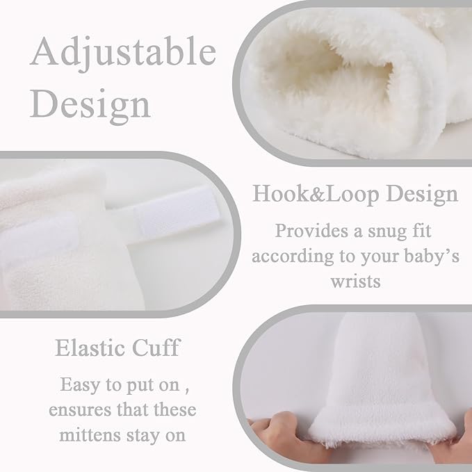 Zsedrut No Scratch Baby Mittens Toddler Infant Fleece Lined Gloves Winter Warm Mitten for Baby Boys Girls-BubblyBeeBaby