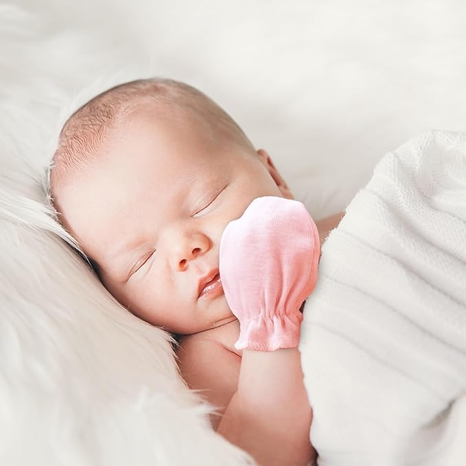 BQUBO Newborn Infant Toddler Mittens No Scratch Cotton Elastic Wrist Gloves Hypoallergenic for 0-6 Months Baby Boys Girls-BubblyBeeBaby