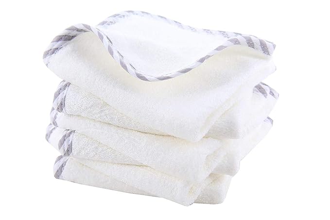 HIPHOP PANDA Baby Washcloths, Rayon Made from Bamboo - 2 Layer Ultra Soft Absorbent Newborn Bath Face Towel - Reusable Baby Wipes for Delicate Skin - Gray Stripe, 30 Pack-BubblyBeeBaby