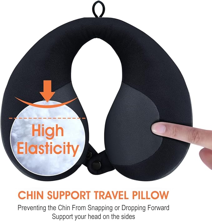 INFANZIA Kids Chin Supporting Travel Neck Pillow, Helps Support Head and Neck, Comfortably Designed for Head, Neck, and Chin Support - Ideal for Toddlers and Children,Black-BubblyBeeBaby