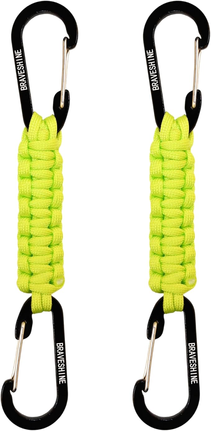 BRAVESHINE Paracord Keychain Carabiner Clip, D Ring Lanyard Hanger Stroller Hook for Water Bottle, Key, Backpacks, Men, Women-BubblyBeeBaby