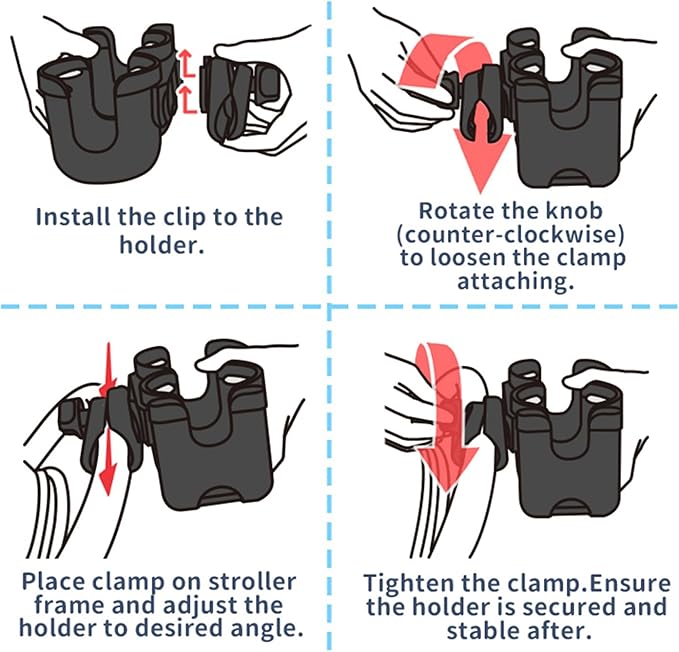 Baby Stroller Cup Holder with Phone Holder, 3-in-1 Bottle Holder, 360 Removable Degrees Rotation Drink Holder for Wheelchair, Stroller, Bike, Walker, Scooter, Bicycle, Uppababy, Nuna, Bugaboo, Doona.-BubblyBeeBaby