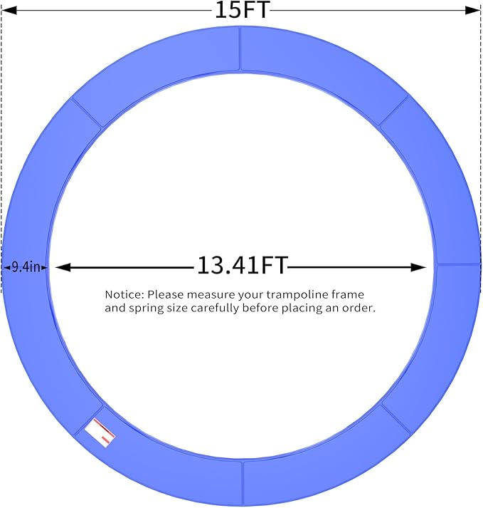 16FT/15FT/14FT/12FT/10FT Trampoline Safety Pad Replacement, Round Trampoline Spring Protection Cover, Fits 16FT/15FT/14FT/12FT/10FT Frames, Water-Resistant Trampoline Accessories-BubblyBeeBaby