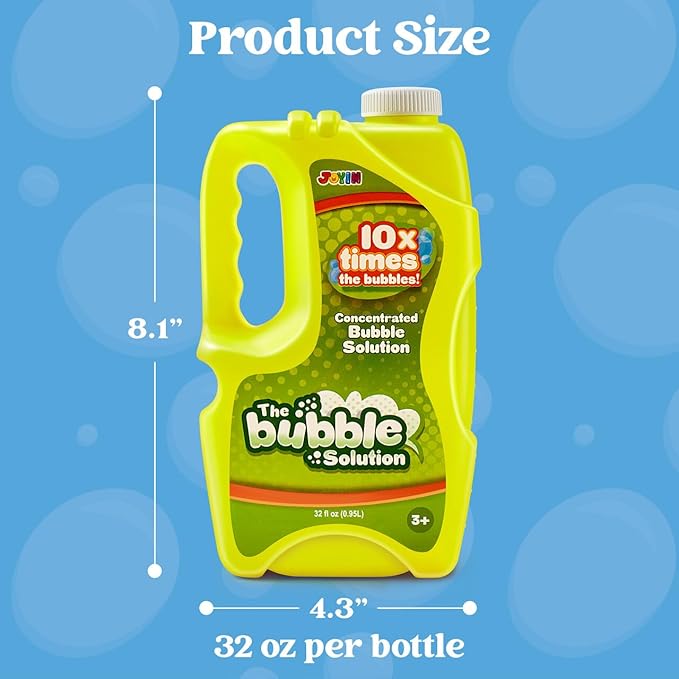 JOYIN 32 oz Bubble Solution Refills (Close to 1L/ 2.5 Gallon), Concentrated Solution for Bubble Machine, Wands, Blower, Easter (Yellow)-BubblyBeeBaby