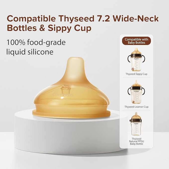 Thyseed Infant Spill Proof Weighted Straw Sippy Cups with Handles and Lids Breastfed Baby First Soft Spout Top Training Water Cup Toddler Boy Girl No Leak Transitioning Bedtime Milk Bottles 6 Months+-BubblyBeeBaby