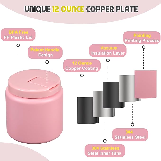 26oz Soup Thermo for Hot Food Kids with Buckle Lid Insulated Vacuum Food Jar Wide Mouth Leakproof Stainless Steel Lunch Container (Pink)-BubblyBeeBaby